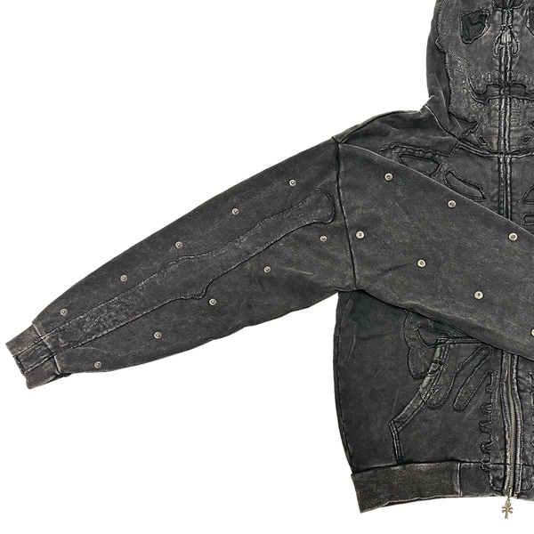 4 SLEEVES YZO SKELETON FULLZIP HOODIE (WASHED)
