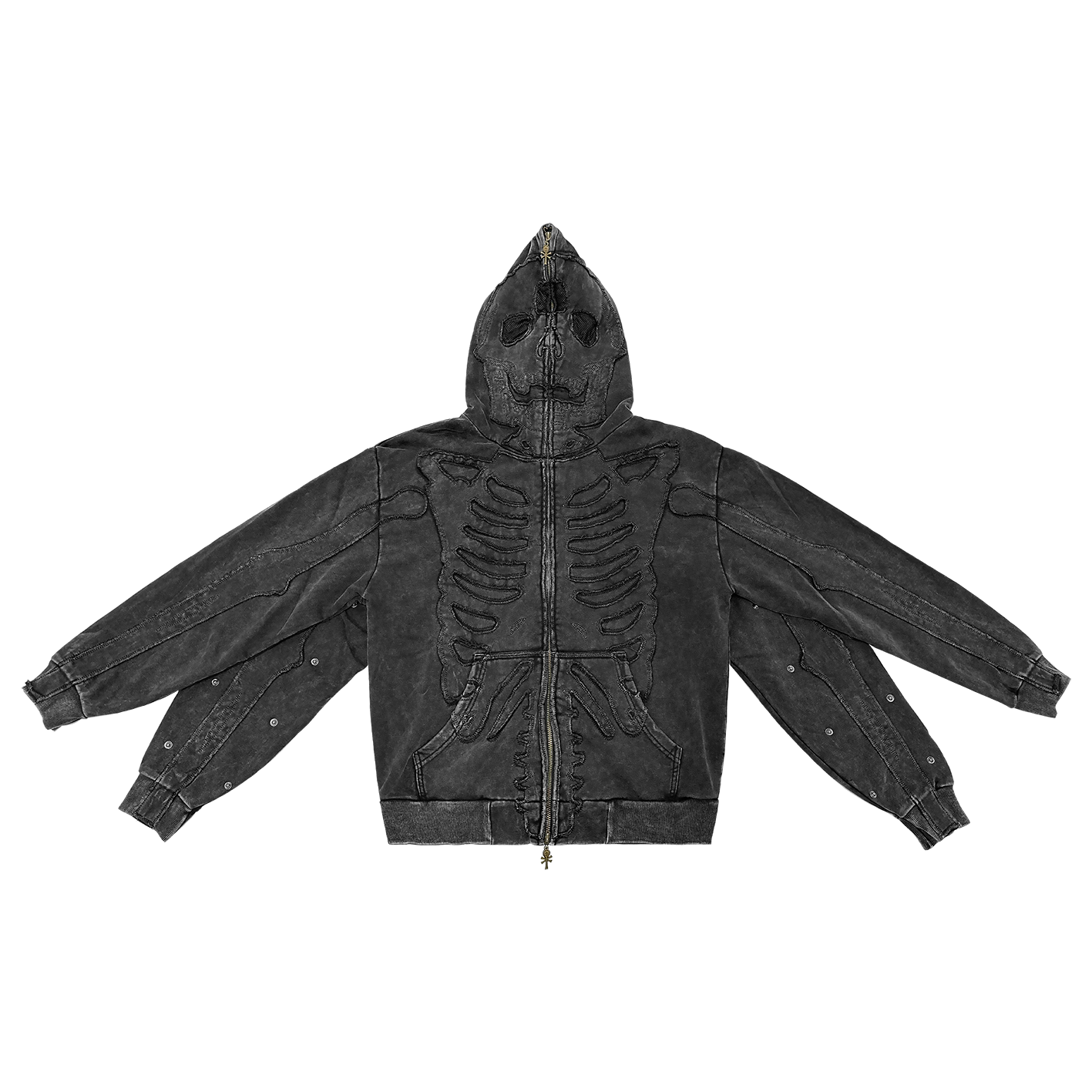 4 SLEEVES YZO SKELETON FULLZIP HOODIE (WASHED)
