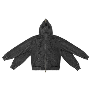 4 SLEEVES YZO SKELETON FULLZIP HOODIE (WASHED)