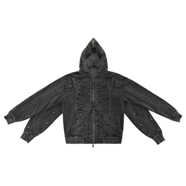 4 SLEEVES YZO SKELETON FULLZIP HOODIE (WASHED)