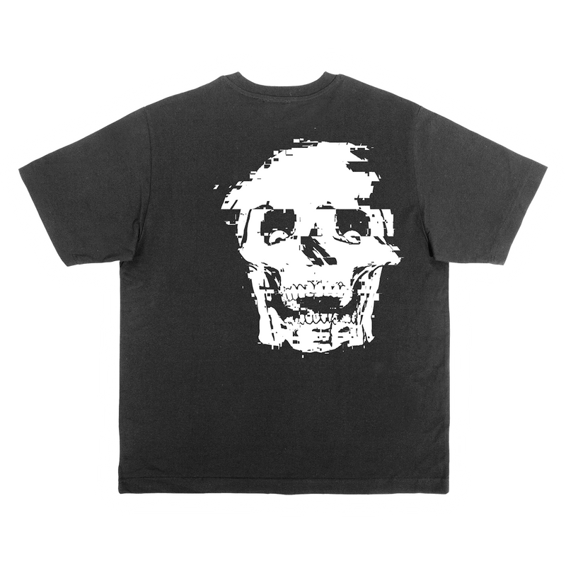 FLUORESCENT GLITCH LOGO TEE (WASHED BLACK)