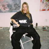 FLUORESCENT GLITCH LOGO TEE (WASHED BLACK)