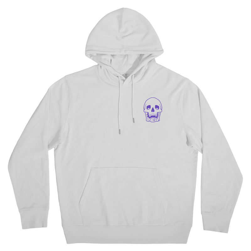 ESSENTIAL PURPLE LOGO HOODIE (WHITE)